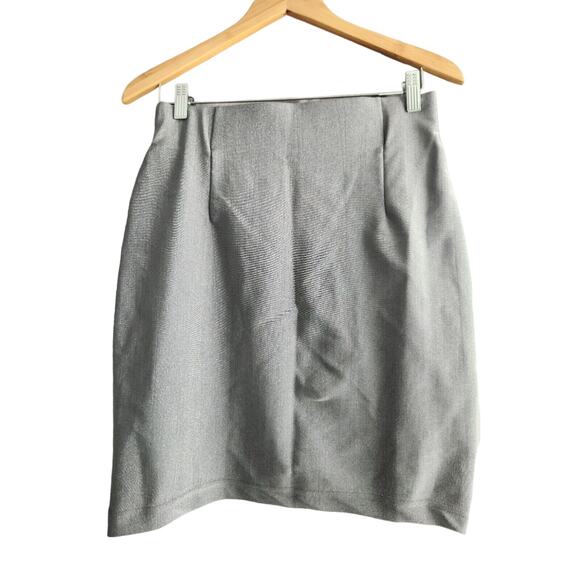 Tapemeasure Skirt & Jacket Women's Suit Gray Metallic Stretch M/L - Picture 9 of 11